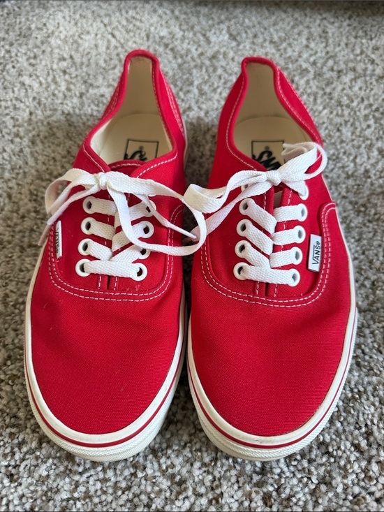 Vans Shoes - Vans Red Canvas Low-Top Sneakers with White Laces